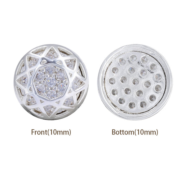 Round Shape Silver Plated High-Quality Sew-on Alloy Charms Inlaid Cubic Zirconia WholesaleRhinestone