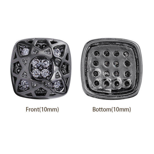 Cushion Square Shape Hematite Plated High-Quality Sew-on Alloy Charms Inlaid Cubic Zirconia WholesaleRhinestone