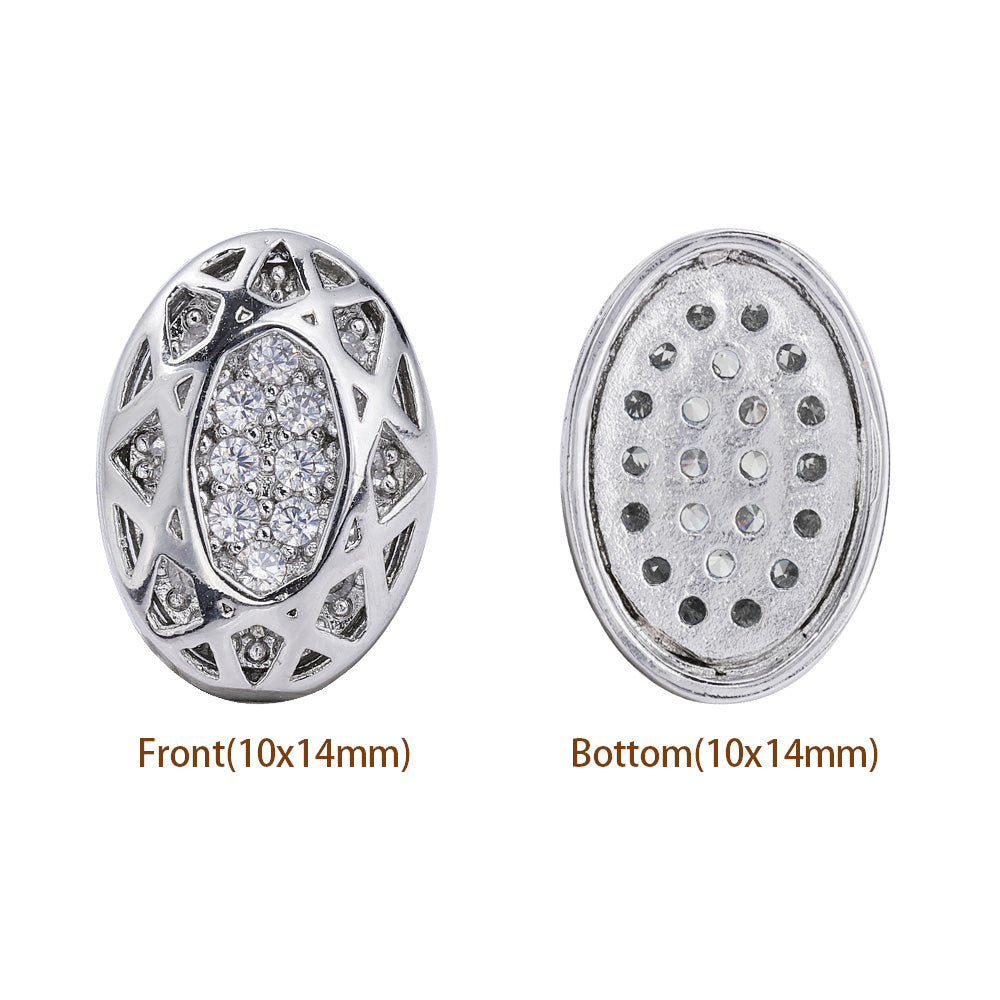 Oval Shape Imitation Rhodium Plated High-Quality Sew-on Alloy Charms Inlaid Cubic Zirconia WholesaleRhinestone