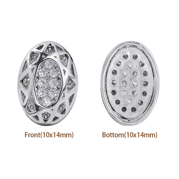 Oval Shape Imitation Rhodium Plated High-Quality Sew-on Alloy Charms Inlaid Cubic Zirconia WholesaleRhinestone