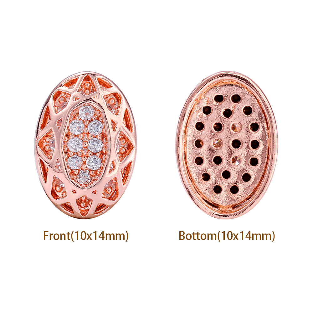 Oval Shape Rose Gold Plated High-Quality Sew-on Alloy Charms Inlaid Cubic Zirconia WholesaleRhinestone