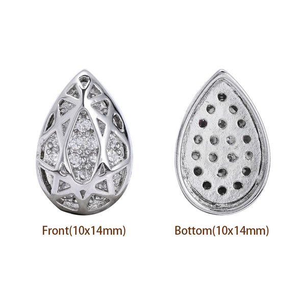 Drop Shape Imitation Rhodium Plated High-Quality Sew-on Alloy Charms Inlaid Cubic Zirconia WholesaleRhinestone