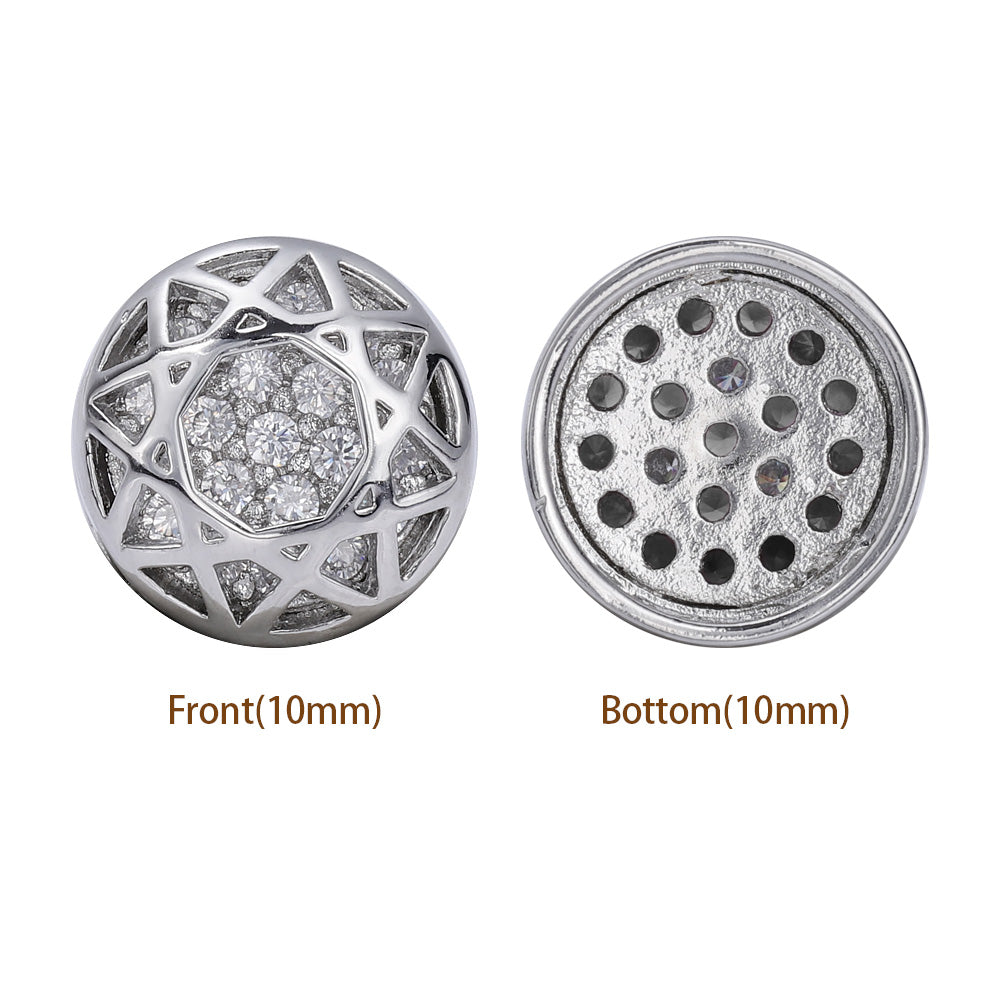 Round Shape Imitation Rhodium Plated High-Quality Sew-on Alloy Charms Inlaid Cubic Zirconia WholesaleRhinestone