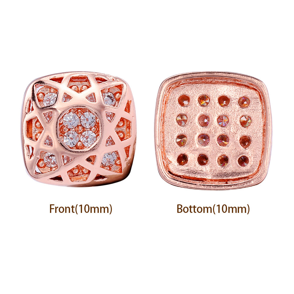Cushion Square Shape Rose Gold Plated High-Quality Sew-on Alloy Charms Inlaid Cubic Zirconia WholesaleRhinestone