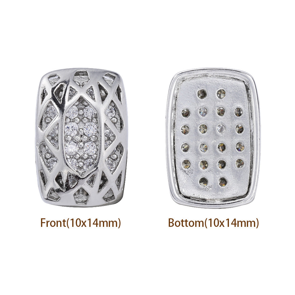 Cushion Rectangle Shape Imitation Rhodium Plated High-Quality Sew-on Alloy Charms Inlaid Cubic Zirconia WholesaleRhinestone