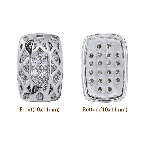 Cushion Rectangle Shape Imitation Rhodium Plated High-Quality Sew-on Alloy Charms Inlaid Cubic Zirconia WholesaleRhinestone