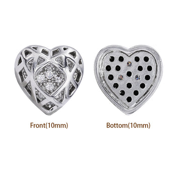 Mixed Colors Heart Shape Imitation Rhodium Plated High-Quality Sew-on Alloy Charms Inlaid Cubic Zirconia WholesaleRhinestone