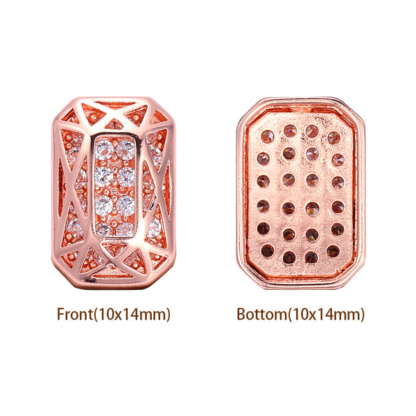 Octagon Shape Rose Gold Plated High-Quality Sew-on Alloy Charms Inlaid Cubic Zirconia WholesaleRhinestone