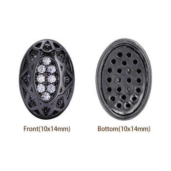 Mixed Colors Oval Shape Hematite Plated High-Quality Sew-on Alloy Charms Inlaid Cubic Zirconia WholesaleRhinestone