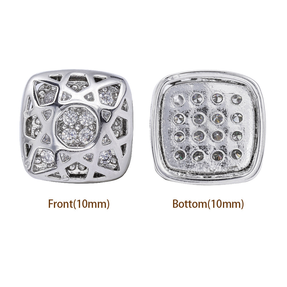 Cushion Square Shape Imitation Rhodium Plated High-Quality Sew-on Alloy Charms Inlaid Cubic Zirconia WholesaleRhinestone