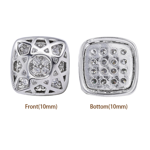 Cushion Square Shape Imitation Rhodium Plated High-Quality Sew-on Alloy Charms Inlaid Cubic Zirconia WholesaleRhinestone