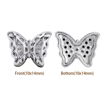 Mixed Colors Butterfly Shape Imitation Rhodium Plated High-Quality Sew-on Alloy Charms Inlaid Cubic Zirconia WholesaleRhinestone