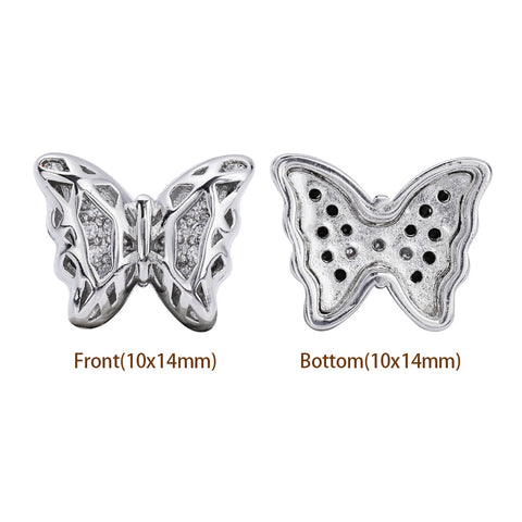 Butterfly Shape Imitation Rhodium Plated High-Quality Sew-on Alloy Charms Inlaid Cubic Zirconia