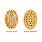Oval Shape Golden Plated High-Quality Sew-on Alloy Charms Inlaid Cubic Zirconia WholesaleRhinestone