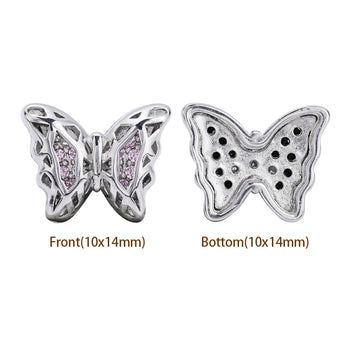 Mixed Colors Butterfly Shape Imitation Rhodium Plated High-Quality Sew-on Alloy Charms Inlaid Cubic Zirconia WholesaleRhinestone