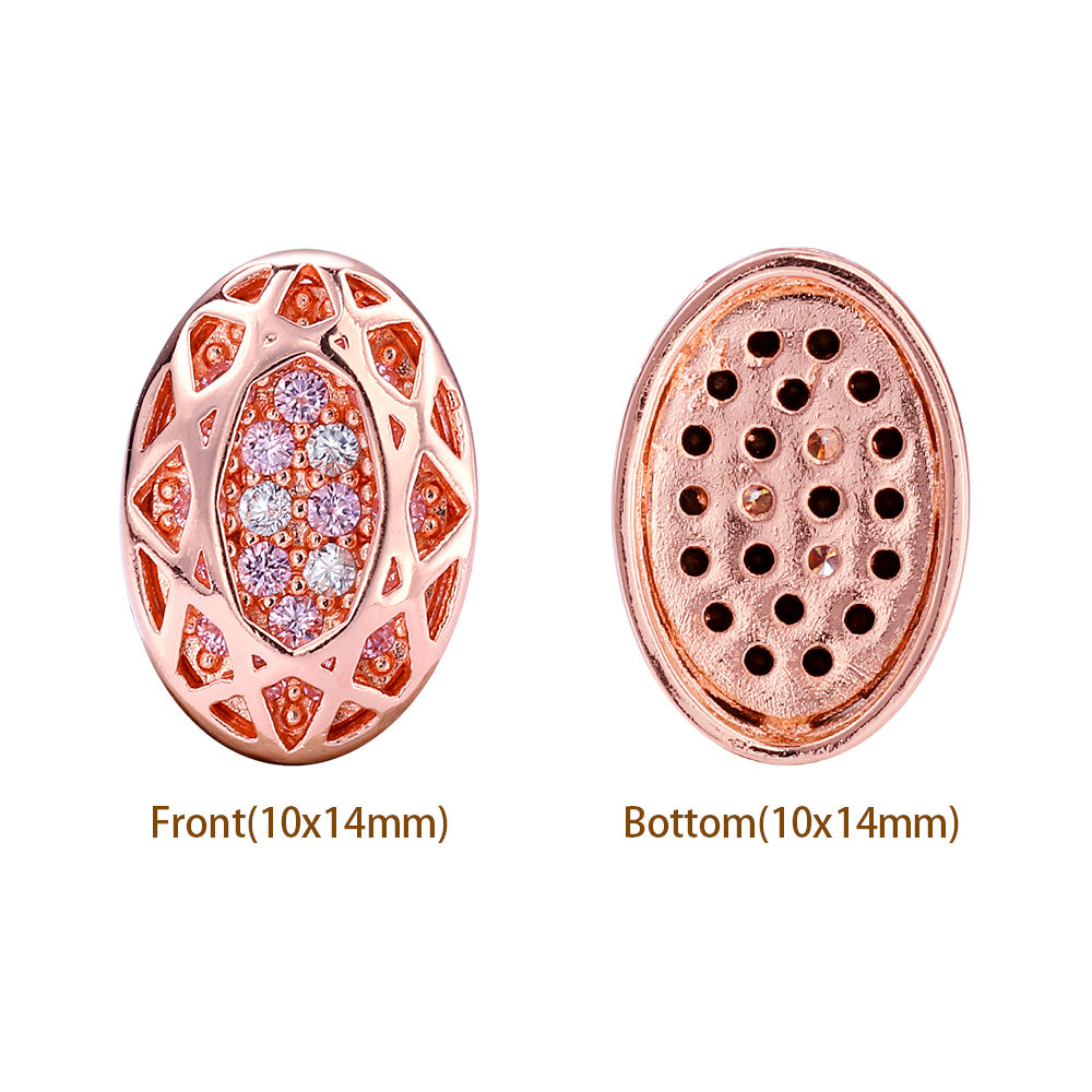 Oval Shape Rose Gold Plated High-Quality Sew-on Alloy Charms Inlaid Cubic Zirconia WholesaleRhinestone