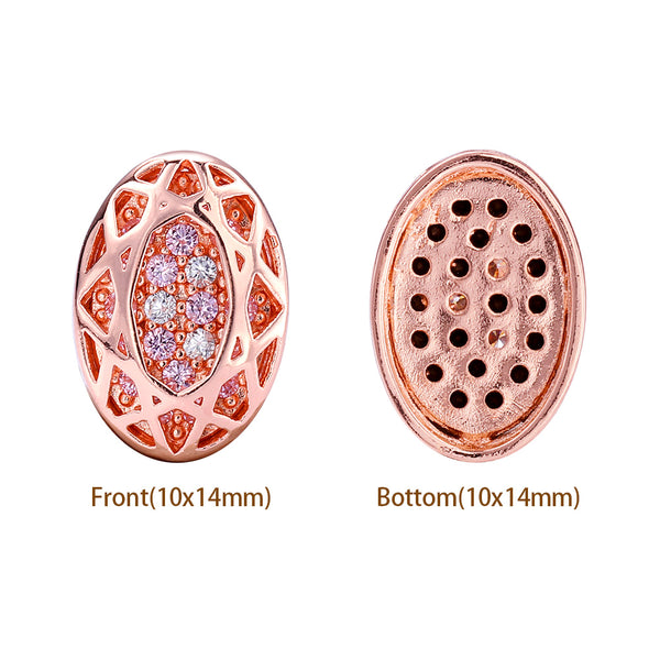 Oval Shape Rose Gold Plated High-Quality Sew-on Alloy Charms Inlaid Cubic Zirconia WholesaleRhinestone