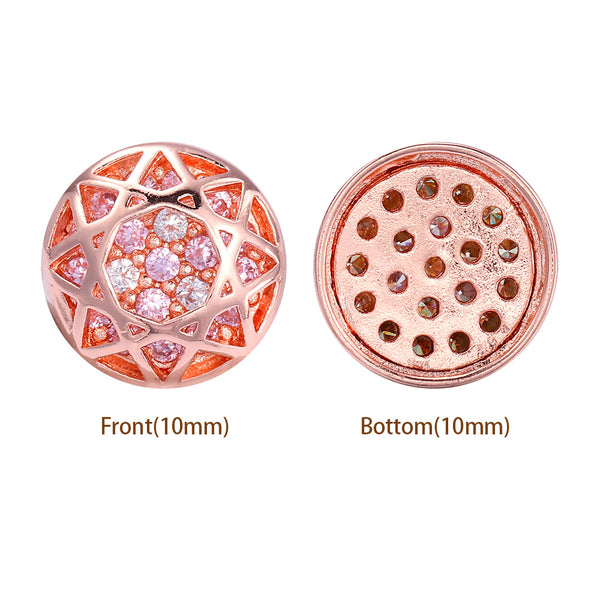 Round Shape Rose Gold Plated High-Quality Sew-on Alloy Charms Inlaid Cubic Zirconia WholesaleRhinestone