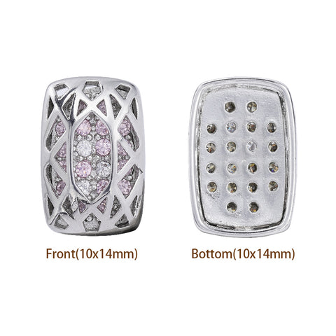 Cushion Rectangle Shape Imitation Rhodium Plated High-Quality Sew-on Alloy Charms Inlaid Cubic Zirconia