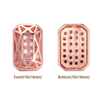Mixed Colors Octagon Shape Rose Gold Plated High-Quality Sew-on Alloy Charms Inlaid Cubic Zirconia WholesaleRhinestone