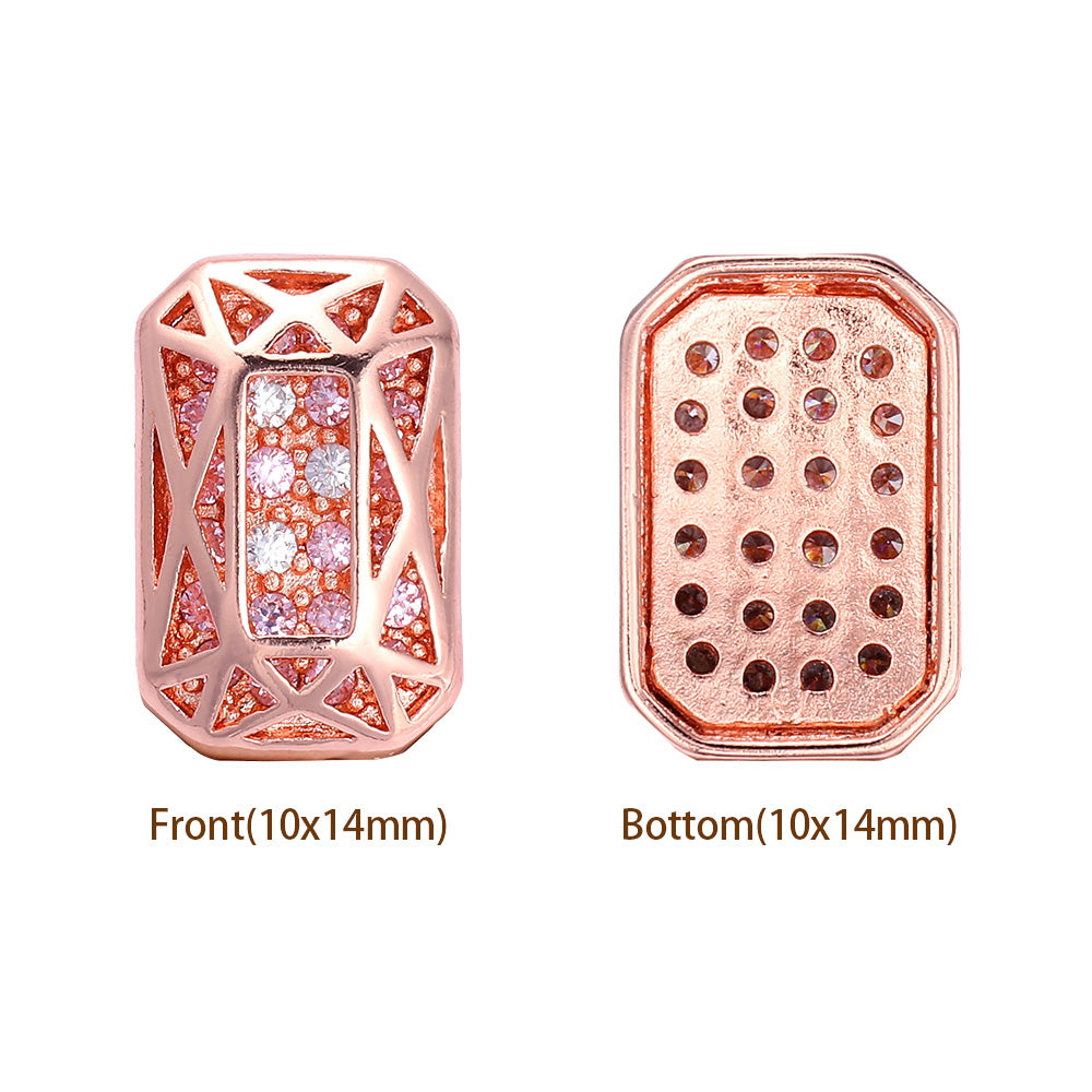Octagon Shape Rose Gold Plated High-Quality Sew-on Alloy Charms Inlaid Cubic Zirconia WholesaleRhinestone