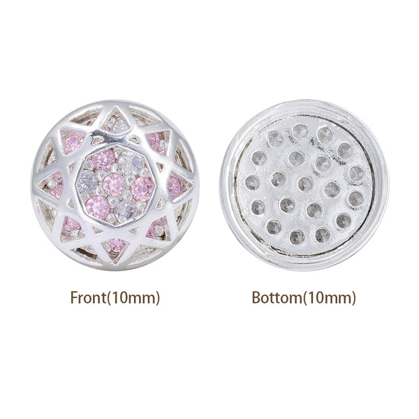 Round Shape Silver Plated High-Quality Sew-on Alloy Charms Inlaid Cubic Zirconia WholesaleRhinestone