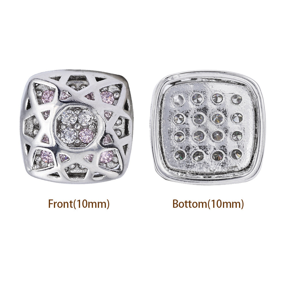 Cushion Square Shape Imitation Rhodium Plated High-Quality Sew-on Alloy Charms Inlaid Cubic Zirconia WholesaleRhinestone