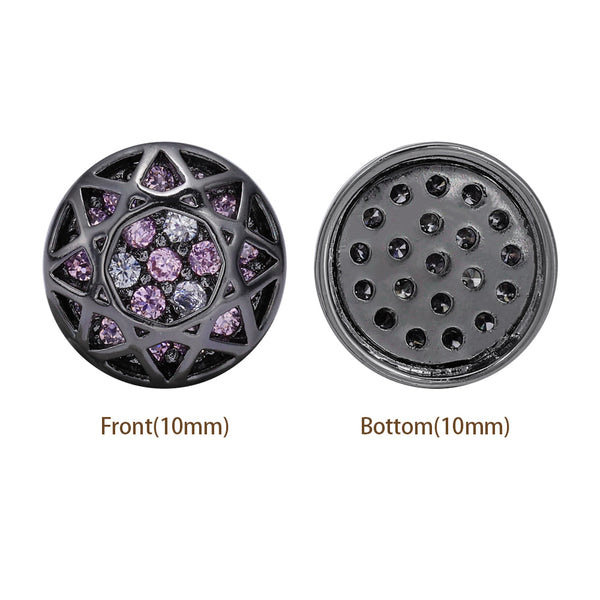 Round Shape Hematite Plated High-Quality Sew-on Alloy Charms Inlaid Cubic Zirconia WholesaleRhinestone