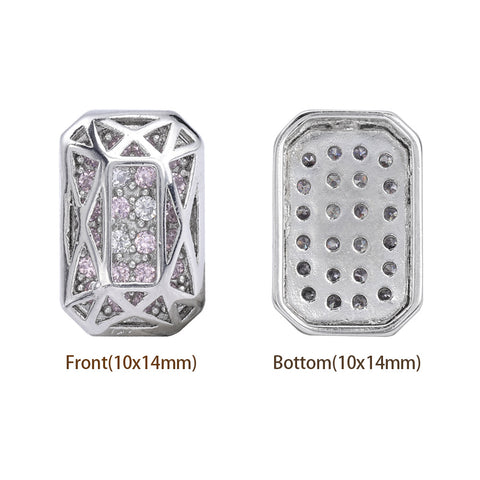 Octagon Shape Imitation Rhodium Plated High-Quality Sew-on Alloy Charms Inlaid Cubic Zirconia