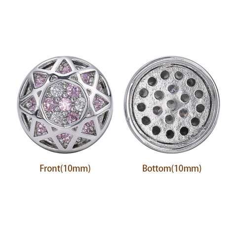 Round Shape Imitation Rhodium Plated High-Quality Sew-on Alloy Charms Inlaid Cubic Zirconia