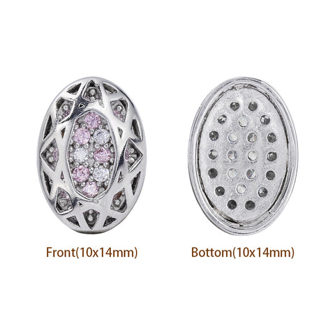 Oval Shape Imitation Rhodium Plated High-Quality Sew-on Alloy Charms Inlaid Cubic Zirconia