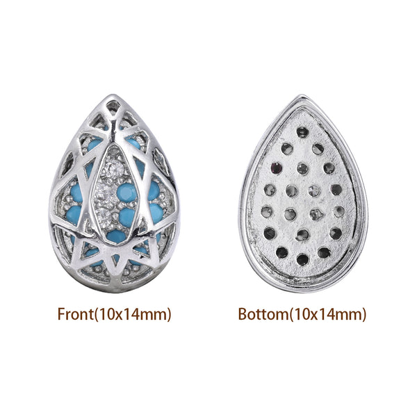 Drop Shape Imitation Rhodium Plated High-Quality Sew-on Alloy Charms Inlaid Cubic Zirconia WholesaleRhinestone