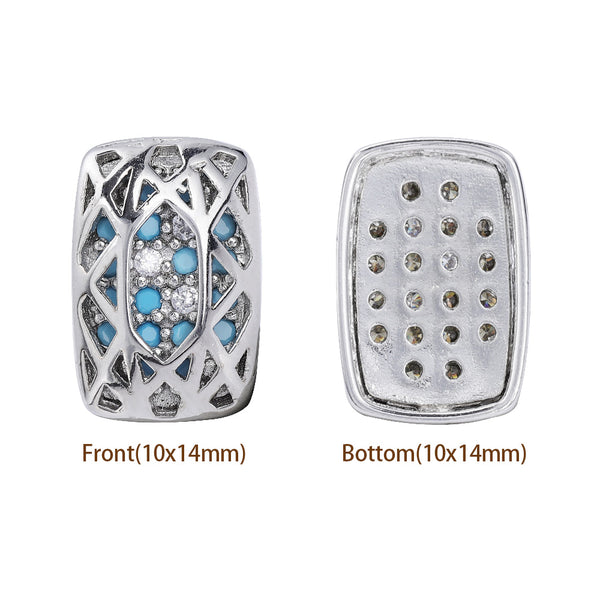 Cushion Rectangle Shape Imitation Rhodium Plated High-Quality Sew-on Alloy Charms Inlaid Cubic Zirconia WholesaleRhinestone