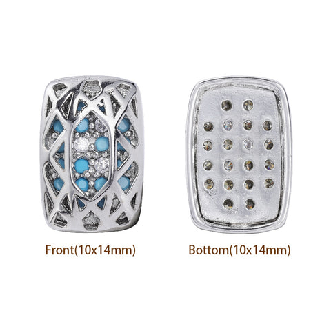 Cushion Rectangle Shape Imitation Rhodium Plated High-Quality Sew-on Alloy Charms Inlaid Cubic Zirconia