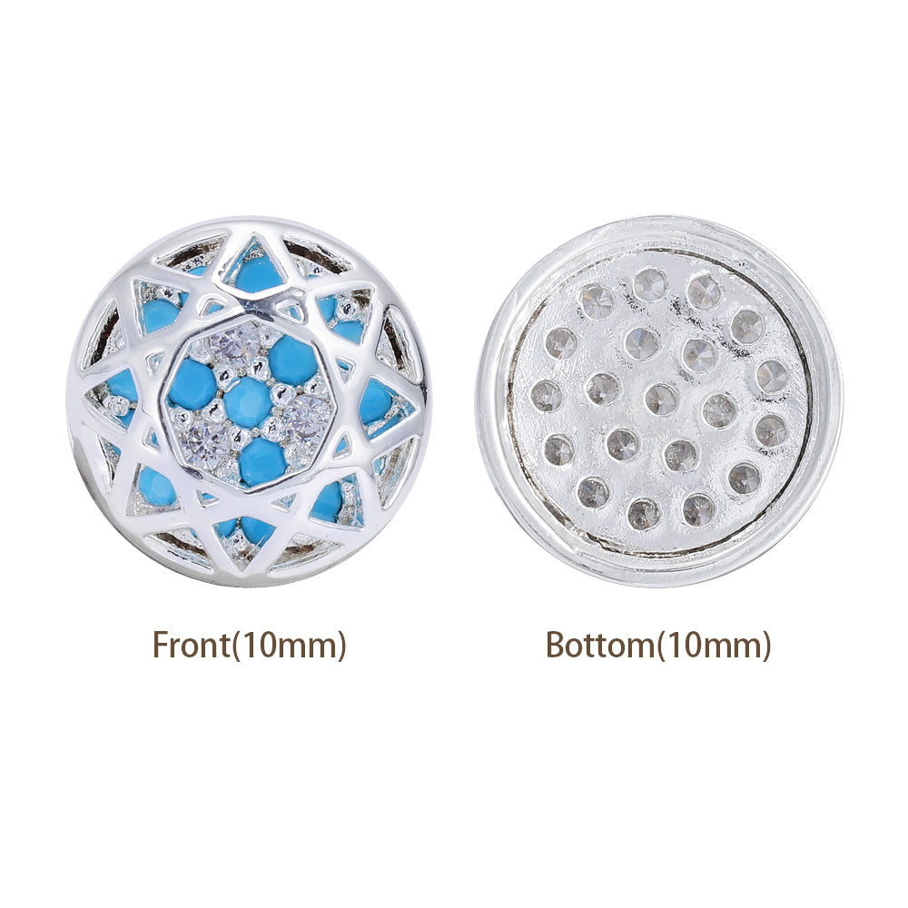 Round Shape Silver Plated High-Quality Sew-on Alloy Charms Inlaid Cubic Zirconia WholesaleRhinestone