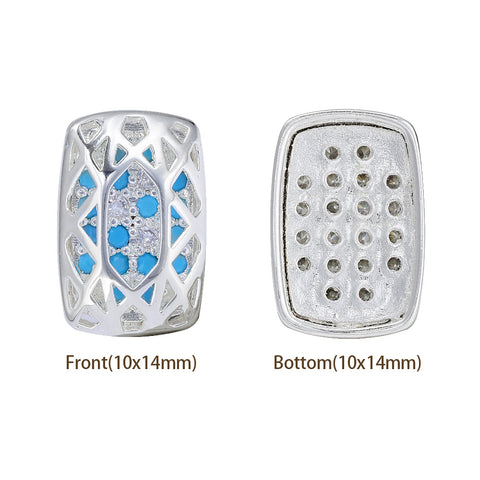 Cushion Rectangle Shape Silver Plated High-Quality Sew-on Alloy Charms Inlaid Cubic Zirconia