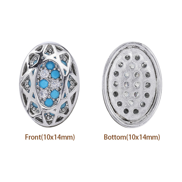 Oval Shape Imitation Rhodium Plated High-Quality Sew-on Alloy Charms Inlaid Cubic Zirconia WholesaleRhinestone