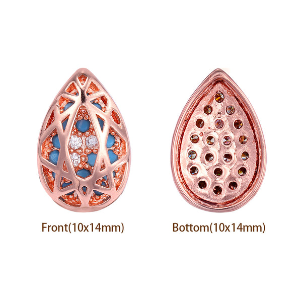 Drop Shape Rose Gold Plated High-Quality Sew-on Alloy Charms Inlaid Cubic Zirconia WholesaleRhinestone