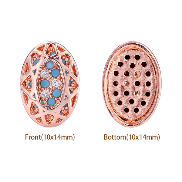 Oval Shape Rose Gold Plated High-Quality Sew-on Alloy Charms Inlaid Cubic Zirconia WholesaleRhinestone
