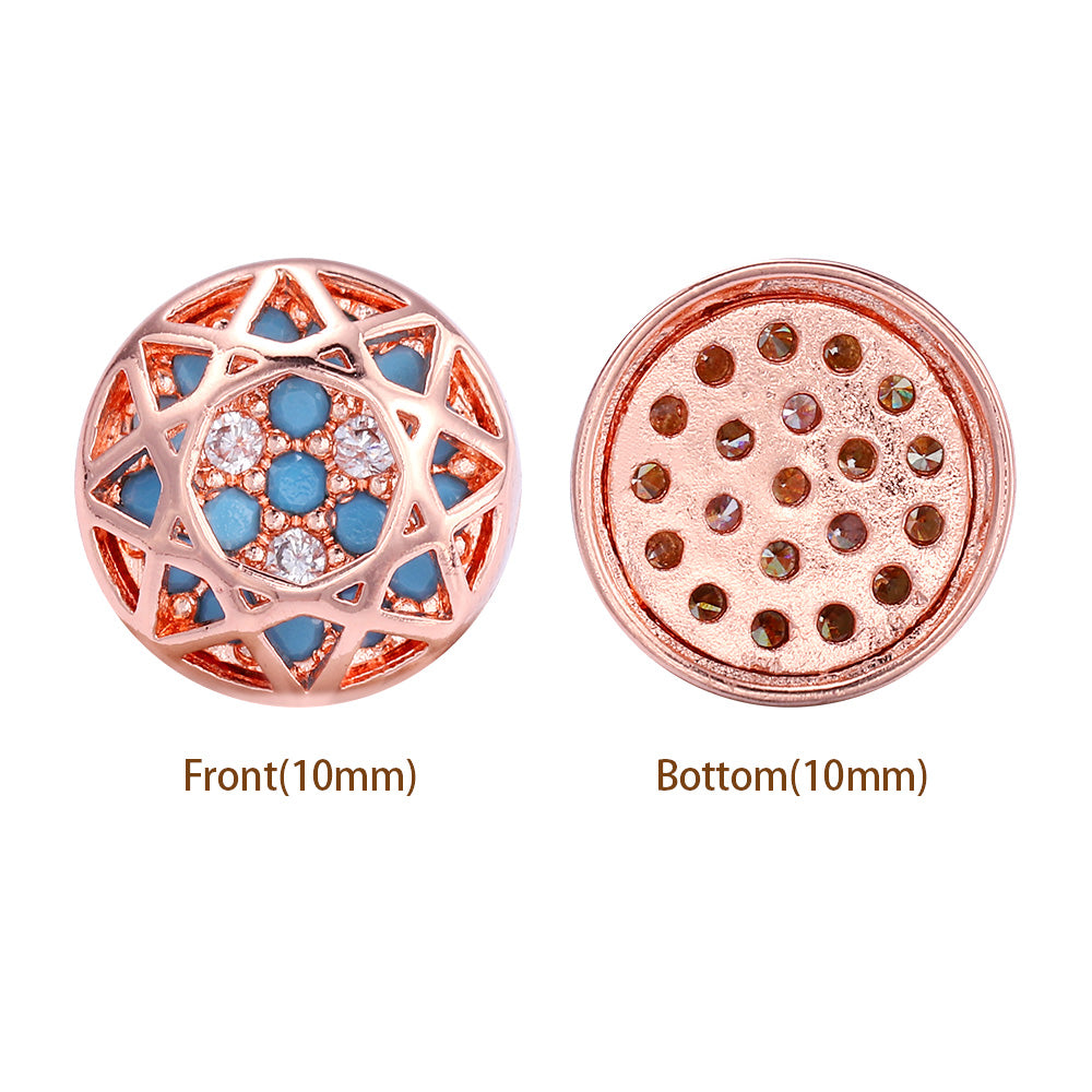 Round Shape Rose Gold Plated High-Quality Sew-on Alloy Charms Inlaid Cubic Zirconia WholesaleRhinestone