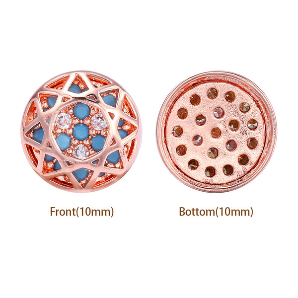 Round Shape Rose Gold Plated High-Quality Sew-on Alloy Charms Inlaid Cubic Zirconia WholesaleRhinestone