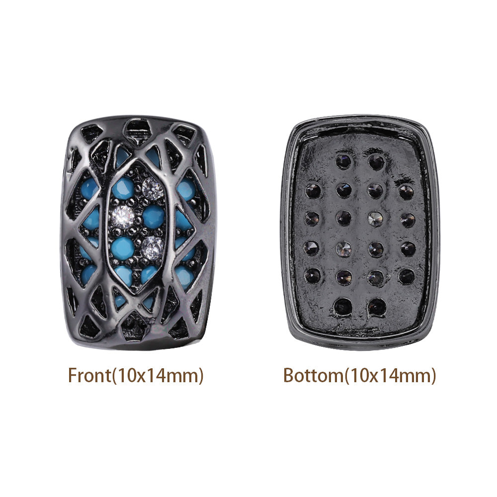 Cushion Rectangle Shape Hematite Plated High-Quality Sew-on Alloy Charms Inlaid Cubic Zirconia WholesaleRhinestone