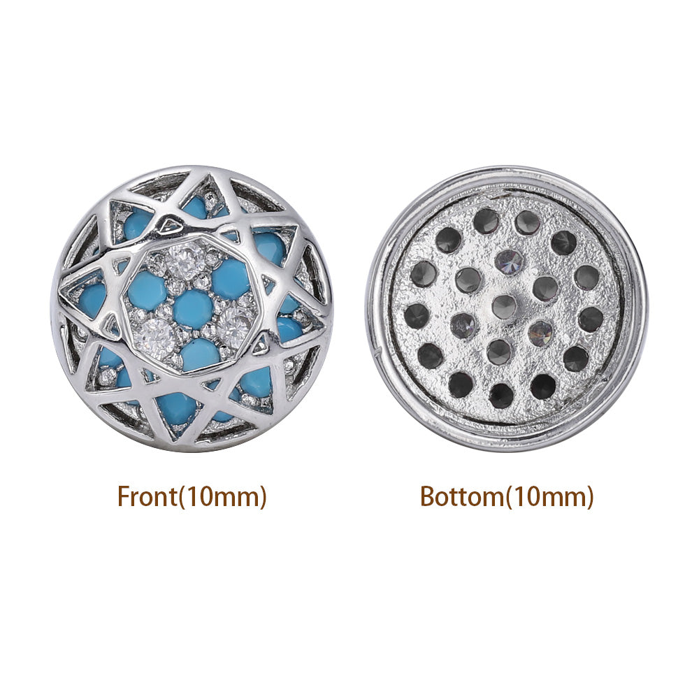 Round Shape Imitation Rhodium Plated High-Quality Sew-on Alloy Charms Inlaid Cubic Zirconia WholesaleRhinestone