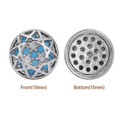 Round Shape Imitation Rhodium Plated High-Quality Sew-on Alloy Charms Inlaid Cubic Zirconia