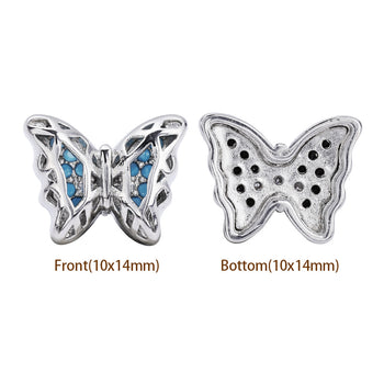 Mixed Colors Butterfly Shape Imitation Rhodium Plated High-Quality Sew-on Alloy Charms Inlaid Cubic Zirconia WholesaleRhinestone