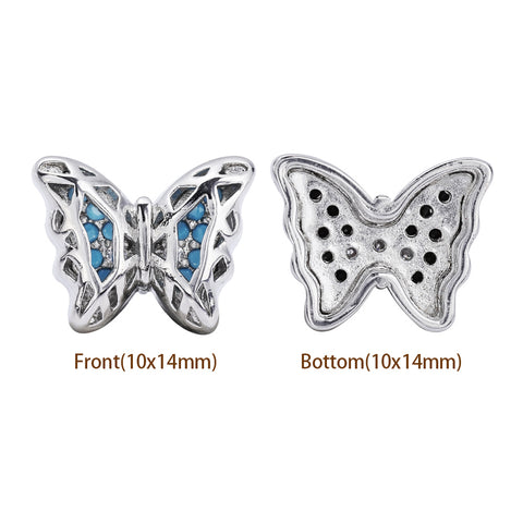 Butterfly Shape Imitation Rhodium Plated High-Quality Sew-on Alloy Charms Inlaid Cubic Zirconia