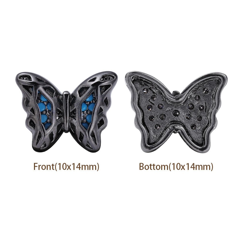 Forma di farfalla Ematite Placcata in lega di cucitura di alta qualità Incaninari intarsiati cubici zirconia