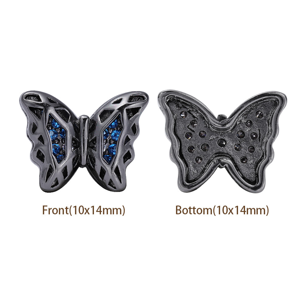 Forma di farfalla Ematite Placcata in lega di cucitura di alta qualità Incaninari intarsiati cubici zirconia