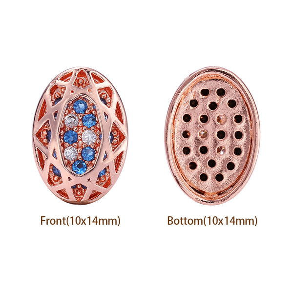 Oval Shape Rose Gold Plated High-Quality Sew-on Alloy Charms Inlaid Cubic Zirconia WholesaleRhinestone