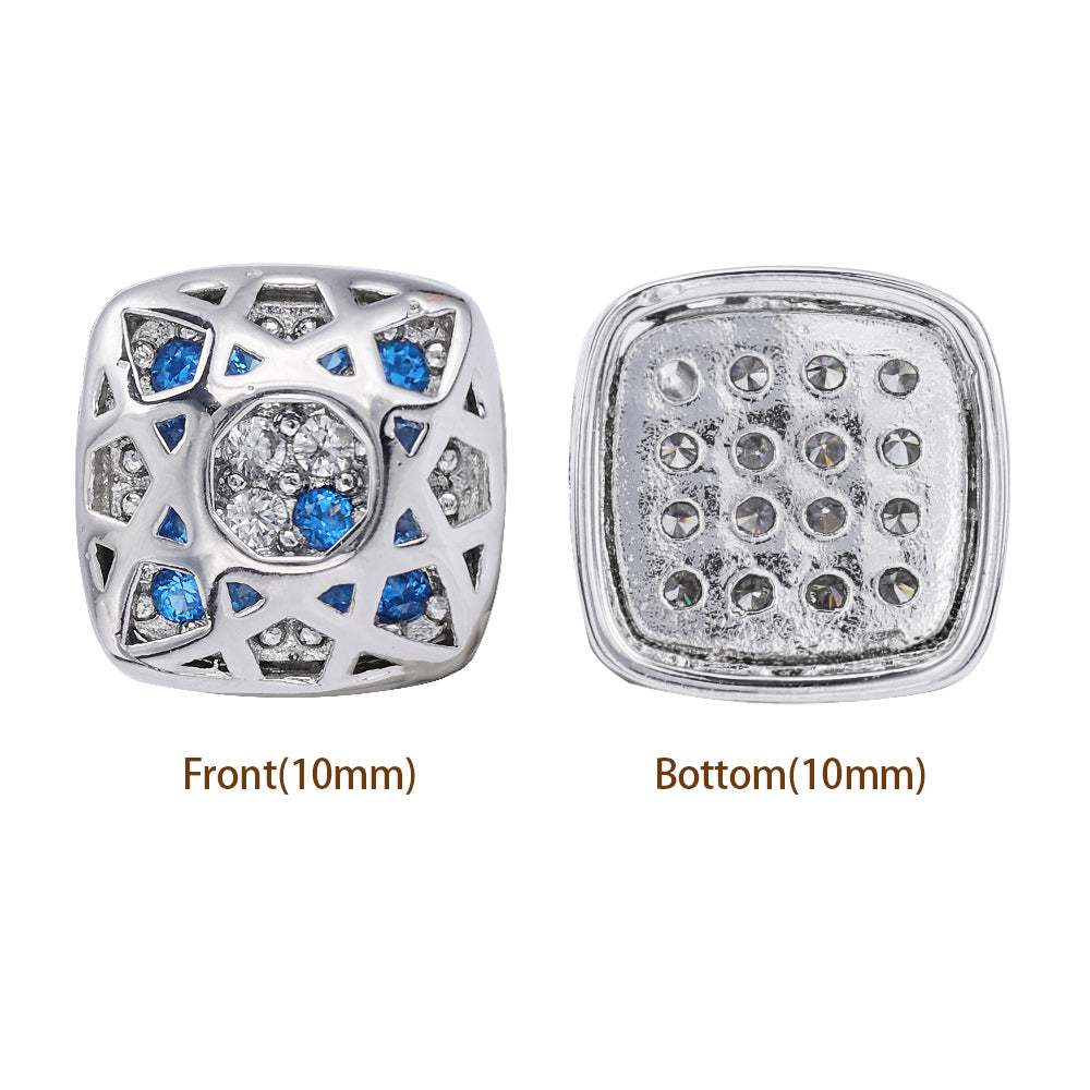 Cushion Square Shape Imitation Rhodium Plated High-Quality Sew-on Alloy Charms Inlaid Cubic Zirconia